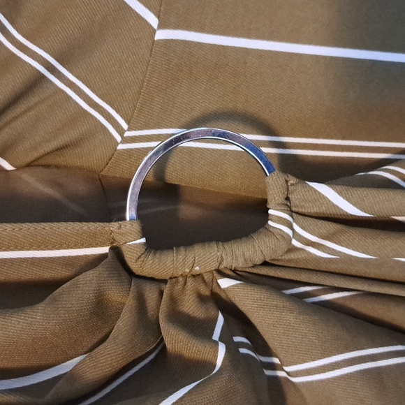 Ann Taylor Khaki Green Stripped Wrap Dress - Picture 7 of 9